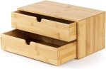 Wisuce 100% Original Bamboo Desk Organizer, Mini Bamboo Desk Drawer Tabletop Storage Organization Box for Office Home Toiletries Supplies Vanity, No Assembly Required (3 Drawer with Shelf) - Image 6